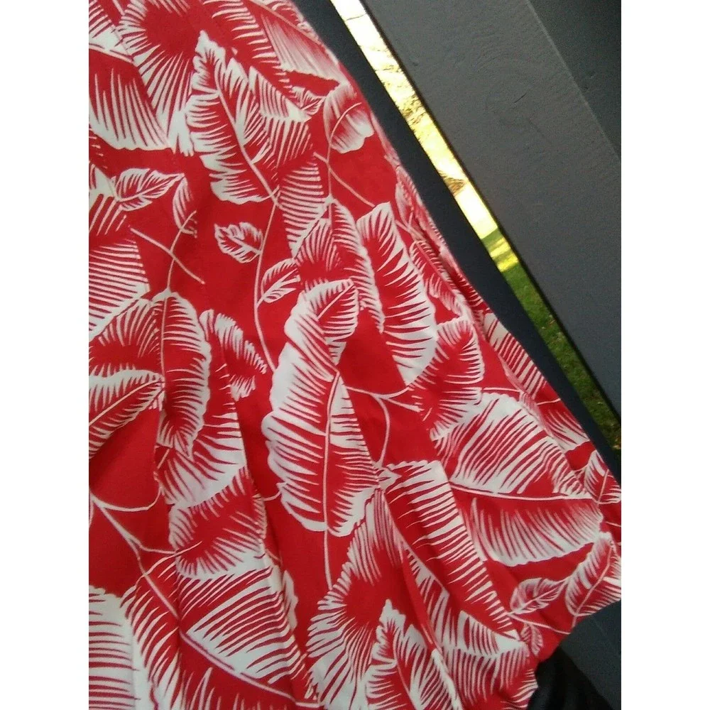 nine west skirt 4 red white Palm Leaves viscose blend summer knee lenght